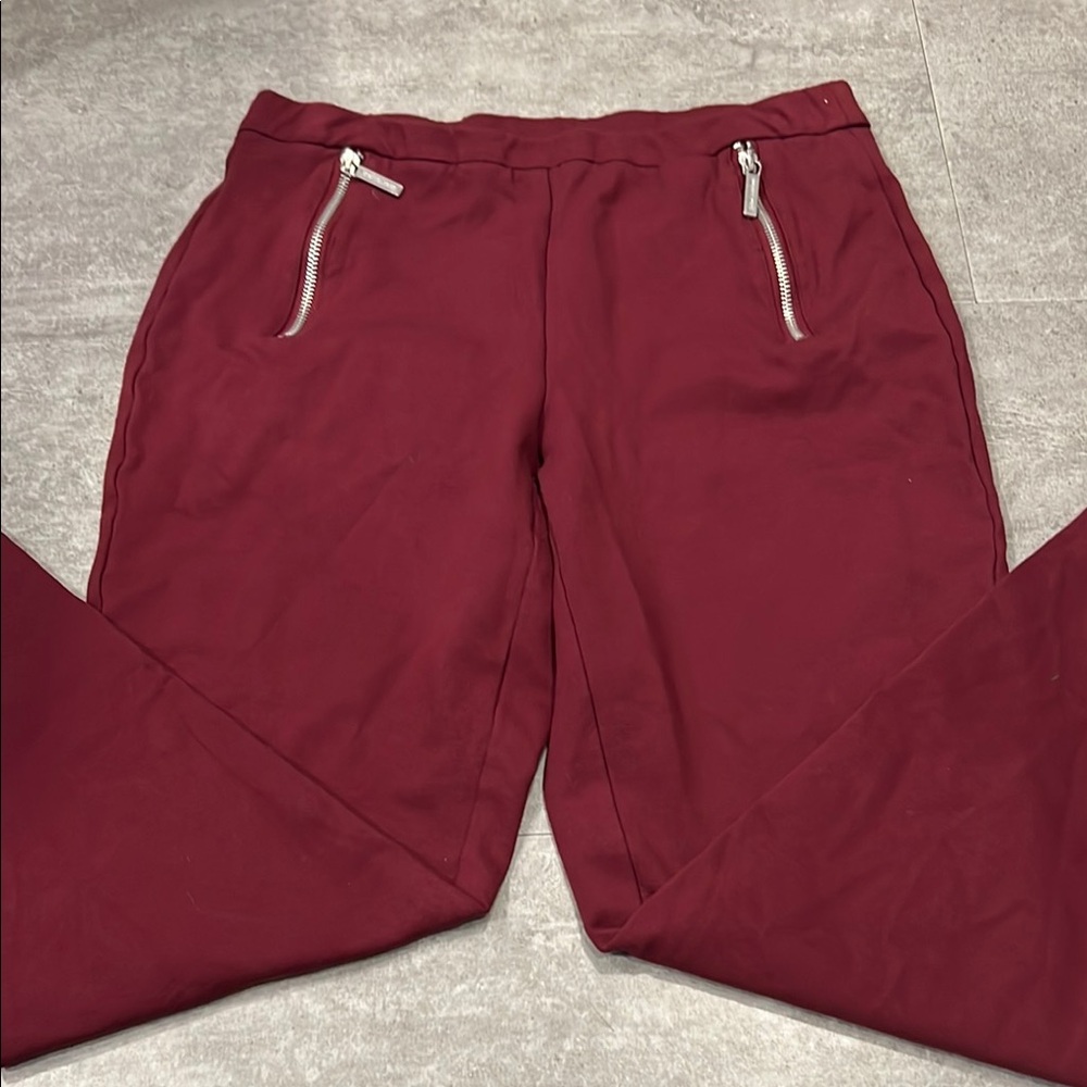 Michael Kors Women's Burgundy Pants with Zippers Size Medium